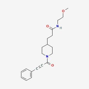 molecular formula C20H26N2O3 B5996219 N-(2-methoxyethyl)-3-[1-(3-phenyl-2-propynoyl)-4-piperidinyl]propanamide 