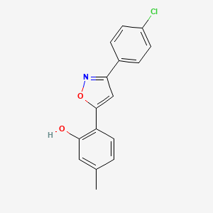 molecular formula C16H12ClNO2 B5996252 2-[3-(4-Chlorophenyl)-1,2-oxazol-5-yl]-5-methylphenol 