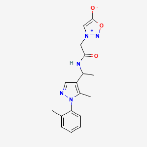 molecular formula C17H19N5O3 B5996261 3-[2-({1-[5-methyl-1-(2-methylphenyl)-1H-pyrazol-4-yl]ethyl}amino)-2-oxoethyl]-1,2,3-oxadiazol-3-ium-5-olate 