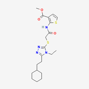 molecular formula C20H28N4O3S2 B5996294 methyl 2-[({[5-(2-cyclohexylethyl)-4-ethyl-4H-1,2,4-triazol-3-yl]thio}acetyl)amino]-3-thiophenecarboxylate 