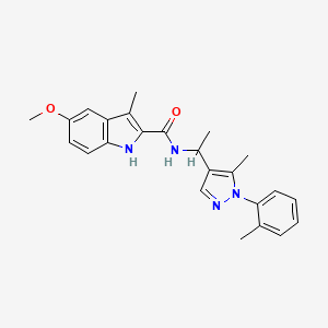 molecular formula C24H26N4O2 B5996320 5-methoxy-3-methyl-N-{1-[5-methyl-1-(2-methylphenyl)-1H-pyrazol-4-yl]ethyl}-1H-indole-2-carboxamide 