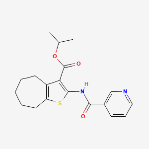 molecular formula C19H22N2O3S B5996335 isopropyl 2-[(3-pyridinylcarbonyl)amino]-5,6,7,8-tetrahydro-4H-cyclohepta[b]thiophene-3-carboxylate 