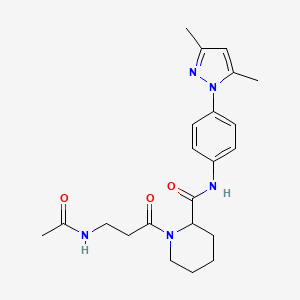 molecular formula C22H29N5O3 B5996361 1-(N-acetyl-beta-alanyl)-N-[4-(3,5-dimethyl-1H-pyrazol-1-yl)phenyl]-2-piperidinecarboxamide 