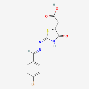 molecular formula C12H10BrN3O3S B5996457 {2-[(4-bromobenzylidene)hydrazono]-4-oxo-1,3-thiazolidin-5-yl}acetic acid 