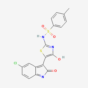 N-[5-(5-chloro-2-oxo-1,2-dihydro-3H-indol-3-ylidene)-4-oxo-1,3-thiazolidin-2-ylidene]-4-methylbenzenesulfonamide