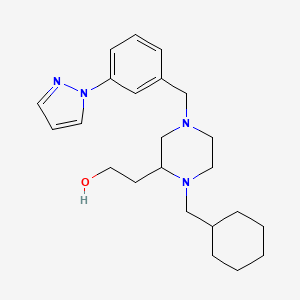 molecular formula C23H34N4O B5996514 2-{1-(cyclohexylmethyl)-4-[3-(1H-pyrazol-1-yl)benzyl]-2-piperazinyl}ethanol 