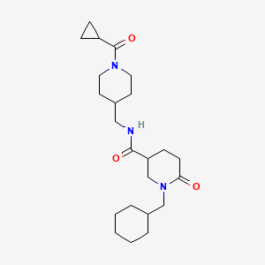 molecular formula C23H37N3O3 B5996606 1-(cyclohexylmethyl)-N-{[1-(cyclopropylcarbonyl)-4-piperidinyl]methyl}-6-oxo-3-piperidinecarboxamide 