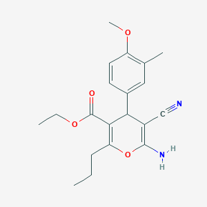 molecular formula C20H24N2O4 B5996621 ethyl 6-amino-5-cyano-4-(4-methoxy-3-methylphenyl)-2-propyl-4H-pyran-3-carboxylate 