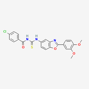 molecular formula C23H18ClN3O4S B5996675 4-chloro-N-({[2-(3,4-dimethoxyphenyl)-1,3-benzoxazol-5-yl]amino}carbonothioyl)benzamide 