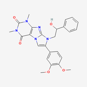 molecular formula C25H25N5O5 B5996816 7-(3,4-dimethoxyphenyl)-8-(2-hydroxy-2-phenylethyl)-1,3-dimethyl-1H-imidazo[2,1-f]purine-2,4(3H,8H)-dione 