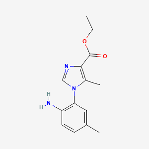 molecular formula C14H17N3O2 B599686 Ethyl 1-(2-amino-5-methylphenyl)-5-methyl-1H-imidazole-4-carboxylate CAS No. 164330-69-2