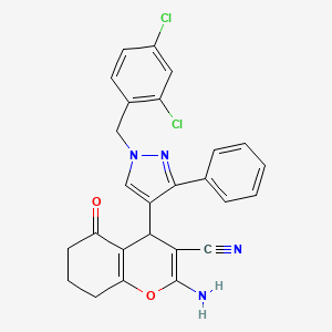 2-AMINO-4-[1-(2,4-DICHLOROBENZYL)-3-PHENYL-1H-PYRAZOL-4-YL]-5-OXO-5,6,7,8-TETRAHYDRO-4H-CHROMEN-3-YL CYANIDE