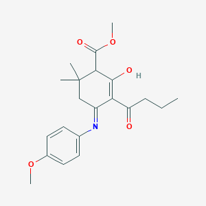 methyl 3-butyryl-4-[(4-methoxyphenyl)amino]-6,6-dimethyl-2-oxo-3-cyclohexene-1-carboxylate