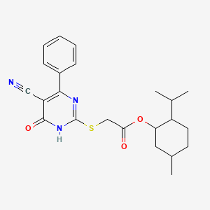 molecular formula C23H27N3O3S B5996885 5-Methyl-2-(propan-2-yl)cyclohexyl [(5-cyano-4-oxo-6-phenyl-1,4-dihydropyrimidin-2-yl)sulfanyl]acetate 