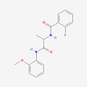 molecular formula C17H17FN2O3 B5996995 2-fluoro-N-{2-[(2-methoxyphenyl)amino]-1-methyl-2-oxoethyl}benzamide 