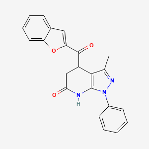 molecular formula C22H17N3O3 B5997017 4-(1-benzofuran-2-ylcarbonyl)-3-methyl-1-phenyl-1,4,5,7-tetrahydro-6H-pyrazolo[3,4-b]pyridin-6-one 