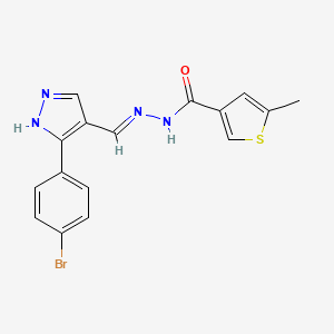 molecular formula C16H13BrN4OS B5997033 N'-{[3-(4-bromophenyl)-1H-pyrazol-4-yl]methylene}-5-methyl-3-thiophenecarbohydrazide 