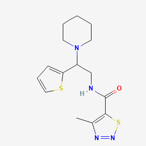 molecular formula C15H20N4OS2 B5997104 4-methyl-N-[2-(1-piperidinyl)-2-(2-thienyl)ethyl]-1,2,3-thiadiazole-5-carboxamide 