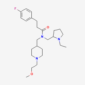 molecular formula C25H40FN3O2 B5997115 N-[(1-ethyl-2-pyrrolidinyl)methyl]-3-(4-fluorophenyl)-N-{[1-(2-methoxyethyl)-4-piperidinyl]methyl}propanamide 