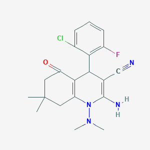 2-amino-4-(2-chloro-6-fluorophenyl)-1-(dimethylamino)-7,7-dimethyl-5-oxo-1,4,5,6,7,8-hexahydroquinoline-3-carbonitrile