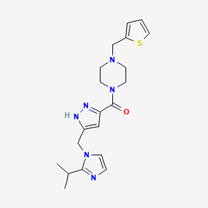 molecular formula C20H26N6OS B5997163 1-({5-[(2-isopropyl-1H-imidazol-1-yl)methyl]-1H-pyrazol-3-yl}carbonyl)-4-(2-thienylmethyl)piperazine 