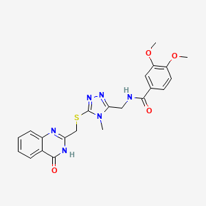 molecular formula C22H22N6O4S B5997215 3,4-dimethoxy-N-[(4-methyl-5-{[(4-oxo-3,4-dihydro-2-quinazolinyl)methyl]thio}-4H-1,2,4-triazol-3-yl)methyl]benzamide 