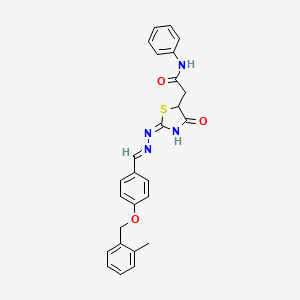 molecular formula C26H24N4O3S B5997235 2-[2-({4-[(2-methylbenzyl)oxy]benzylidene}hydrazono)-4-oxo-1,3-thiazolidin-5-yl]-N-phenylacetamide 