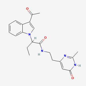 2-(3-acetyl-1H-indol-1-yl)-N-[2-(6-hydroxy-2-methylpyrimidin-4-yl)ethyl]butanamide