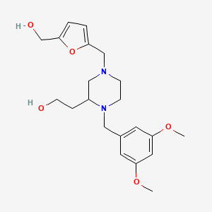 molecular formula C21H30N2O5 B5997347 2-(1-(3,5-dimethoxybenzyl)-4-{[5-(hydroxymethyl)-2-furyl]methyl}-2-piperazinyl)ethanol 