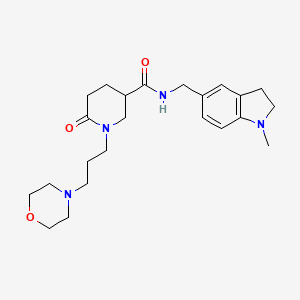 molecular formula C23H34N4O3 B5997356 N-[(1-methyl-2,3-dihydro-1H-indol-5-yl)methyl]-1-[3-(4-morpholinyl)propyl]-6-oxo-3-piperidinecarboxamide 