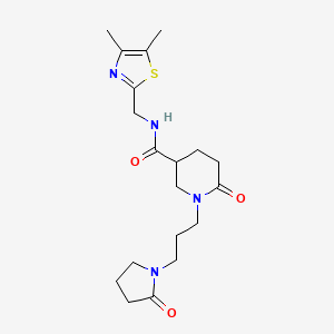 N-[(4,5-dimethyl-1,3-thiazol-2-yl)methyl]-6-oxo-1-[3-(2-oxo-1-pyrrolidinyl)propyl]-3-piperidinecarboxamide