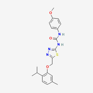 molecular formula C21H24N4O3S B5997441 N-{5-[(2-isopropyl-5-methylphenoxy)methyl]-1,3,4-thiadiazol-2-yl}-N'-(4-methoxyphenyl)urea 