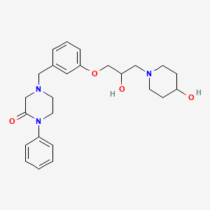 molecular formula C25H33N3O4 B5997597 4-{3-[2-hydroxy-3-(4-hydroxy-1-piperidinyl)propoxy]benzyl}-1-phenyl-2-piperazinone 