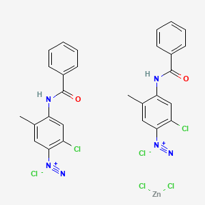 molecular formula C28H22Cl6N6O2Zn B599763 4-苯甲酰胺-2-氯-5-甲基苯重氮盐；二氯锌；二氯化物 CAS No. 102601-62-7