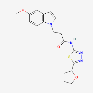 molecular formula C18H20N4O3S B5997646 3-(5-methoxy-1H-indol-1-yl)-N-[5-(tetrahydro-2-furanyl)-1,3,4-thiadiazol-2-yl]propanamide 