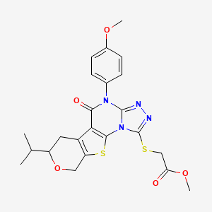 methyl {[7-isopropyl-4-(4-methoxyphenyl)-5-oxo-4,5,6,9-tetrahydro-7H-pyrano[4',3':4,5]thieno[3,2-e][1,2,4]triazolo[4,3-a]pyrimidin-1-yl]thio}acetate