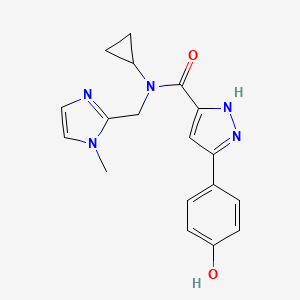 molecular formula C18H19N5O2 B5997774 N-cyclopropyl-3-(4-hydroxyphenyl)-N-[(1-methyl-1H-imidazol-2-yl)methyl]-1H-pyrazole-5-carboxamide 