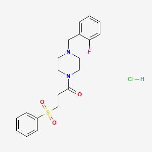 molecular formula C20H24ClFN2O3S B5997778 1-(2-fluorobenzyl)-4-[3-(phenylsulfonyl)propanoyl]piperazine 