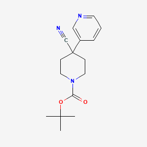 molecular formula C16H21N3O2 B599778 叔丁基 4-氰基-4-(吡啶-3-基)哌啶-1-甲酸酯 CAS No. 167262-98-8