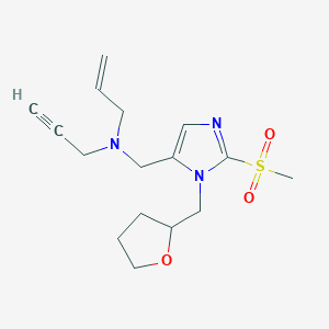 molecular formula C16H23N3O3S B5997821 N-{[2-(methylsulfonyl)-1-(tetrahydro-2-furanylmethyl)-1H-imidazol-5-yl]methyl}-N-2-propyn-1-yl-2-propen-1-amine 