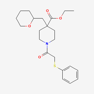 ethyl 1-[(phenylthio)acetyl]-4-(tetrahydro-2H-pyran-2-ylmethyl)-4-piperidinecarboxylate