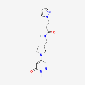 N-{[1-(1-methyl-6-oxo-1,6-dihydropyridazin-4-yl)pyrrolidin-3-yl]methyl}-3-(1H-pyrazol-1-yl)propanamide