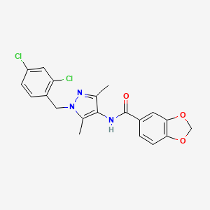 molecular formula C20H17Cl2N3O3 B5997988 N-[1-(2,4-dichlorobenzyl)-3,5-dimethyl-1H-pyrazol-4-yl]-1,3-benzodioxole-5-carboxamide 