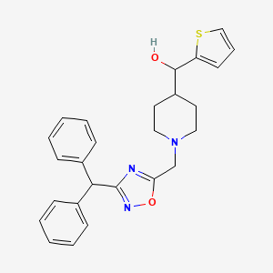 molecular formula C26H27N3O2S B5998014 (1-{[3-(diphenylmethyl)-1,2,4-oxadiazol-5-yl]methyl}-4-piperidinyl)(2-thienyl)methanol 