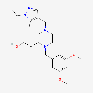 2-{1-(3,5-dimethoxybenzyl)-4-[(1-ethyl-5-methyl-1H-pyrazol-4-yl)methyl]-2-piperazinyl}ethanol