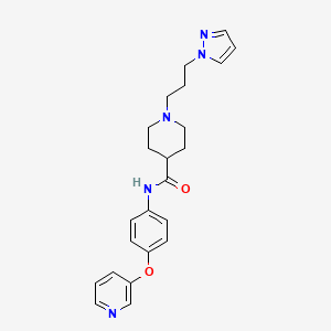 molecular formula C23H27N5O2 B5998119 1-[3-(1H-pyrazol-1-yl)propyl]-N-[4-(3-pyridinyloxy)phenyl]-4-piperidinecarboxamide 