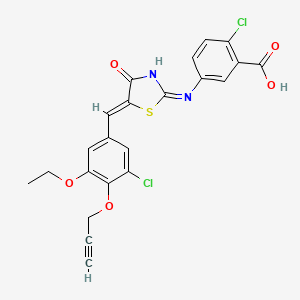 molecular formula C22H16Cl2N2O5S B5998150 2-chloro-5-({5-[3-chloro-5-ethoxy-4-(2-propyn-1-yloxy)benzylidene]-4-oxo-4,5-dihydro-1,3-thiazol-2-yl}amino)benzoic acid 