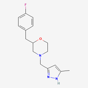 molecular formula C16H20FN3O B5998313 2-(4-fluorobenzyl)-4-[(3-methyl-1H-pyrazol-5-yl)methyl]morpholine 