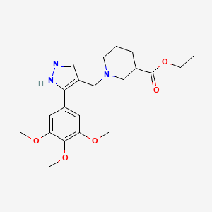 molecular formula C21H29N3O5 B5998346 ethyl 1-{[3-(3,4,5-trimethoxyphenyl)-1H-pyrazol-4-yl]methyl}-3-piperidinecarboxylate 