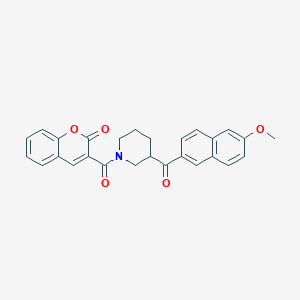 molecular formula C27H23NO5 B5998393 3-{[3-(6-methoxy-2-naphthoyl)-1-piperidinyl]carbonyl}-2H-chromen-2-one 